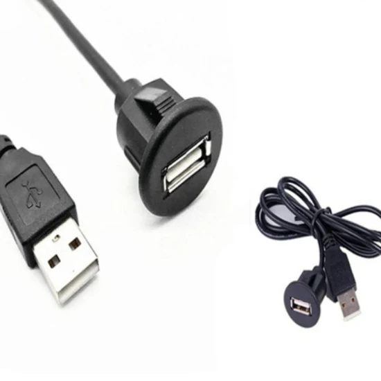 Cable de extensión de montaje en tablero automotriz, 2 puertos con tornillo, puerto USB dual para coche, camión, barco, motocicleta, Panel de tablero