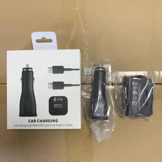 Cargador de coche 25W Samsung Pd Ep-L21 S22 Z Fold 3 USB C Cable de carga súper rápida para Sung S21 Galaxy Note 10 20 Cargador de coche