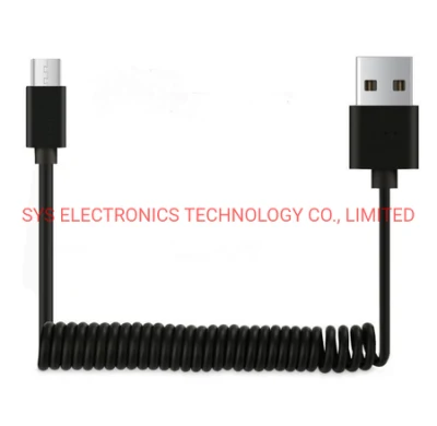 Cable de datos USB de carga micro tipo C Cable de resorte USB micro / tipo C de Android para cargador de automóvil